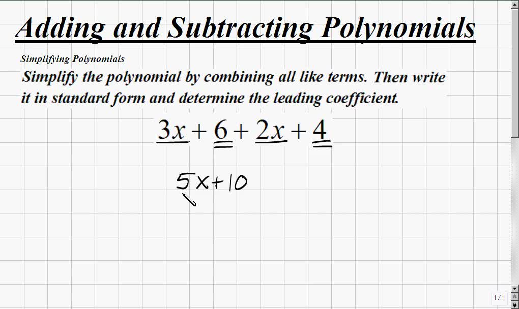 Adding And Subtracting Polynomials Worksheet